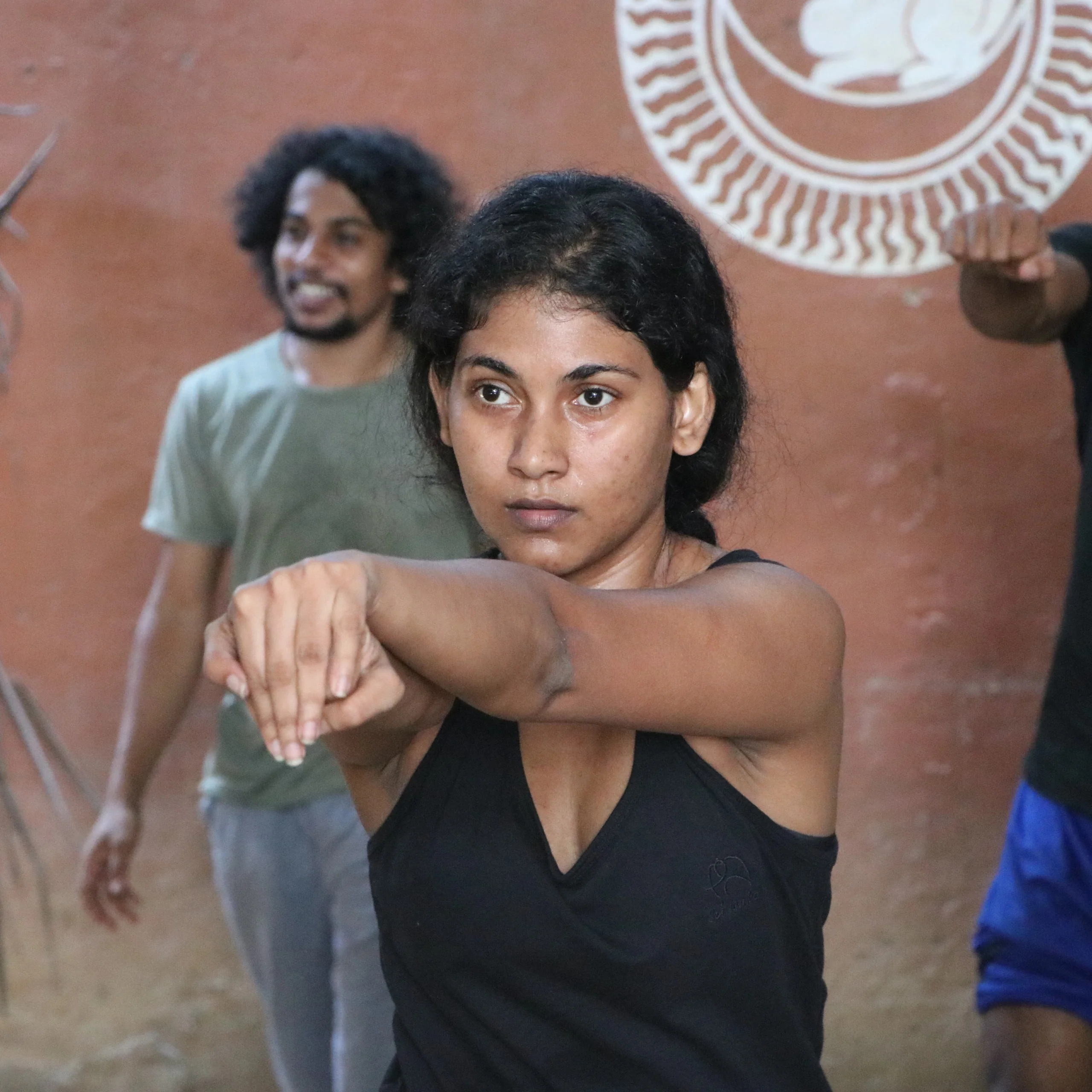 Thilakshini Ratnayake practicing Angampora martial corporeal discipline at Angam Maduwa